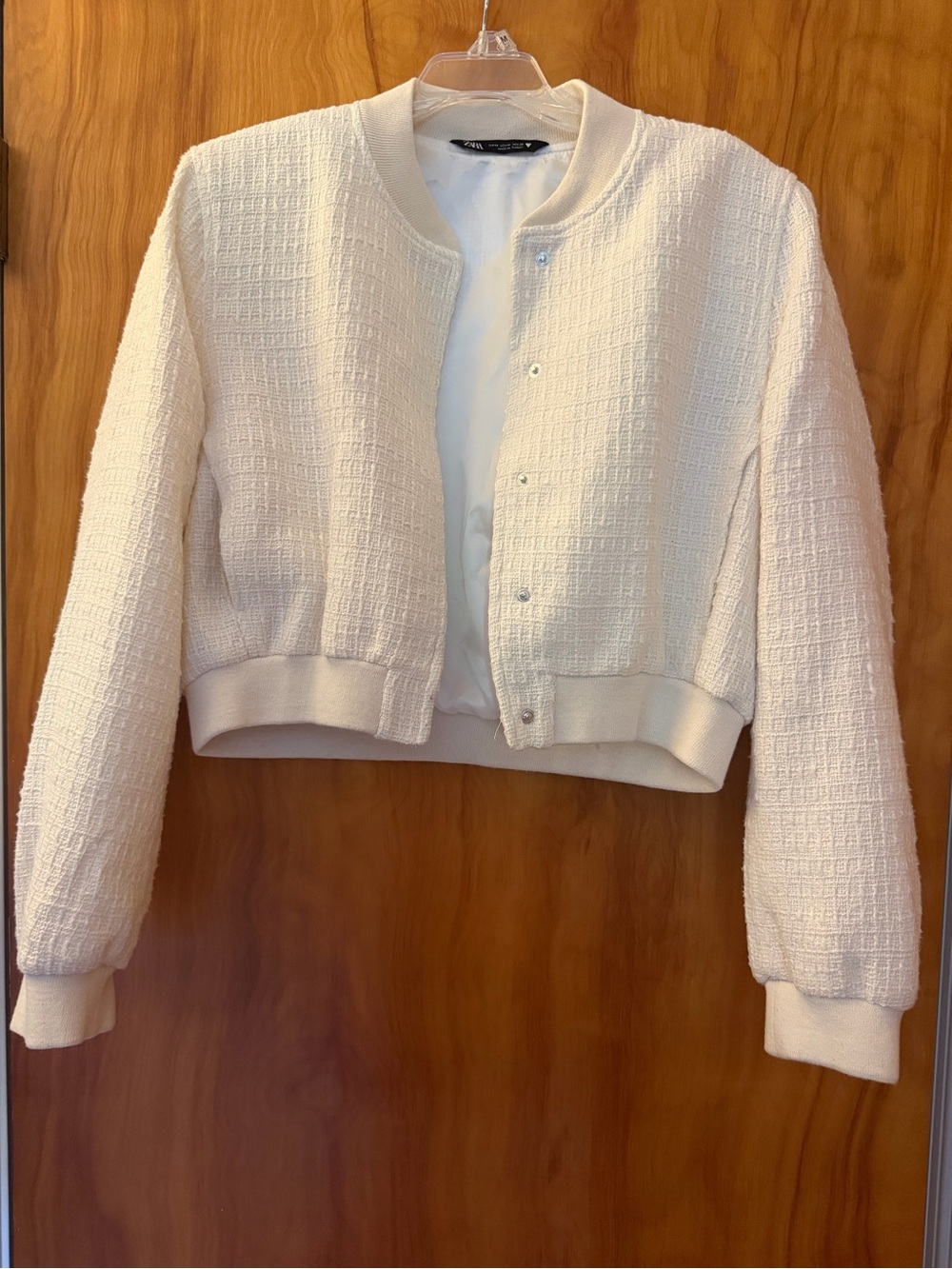 Zara Cream Textured Bomber Jacket - Women’s